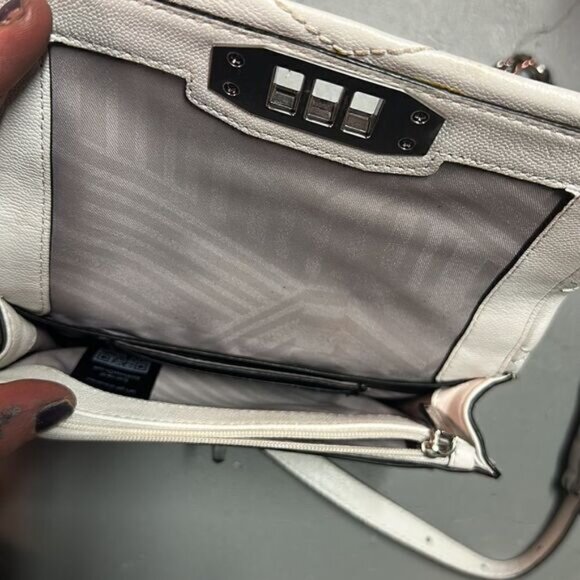 REBECCA MINKOFF WHITE PEBBLED LEATHER BIANCO SMALL JE TAIME CROSSBODY - Picture 5 of 6